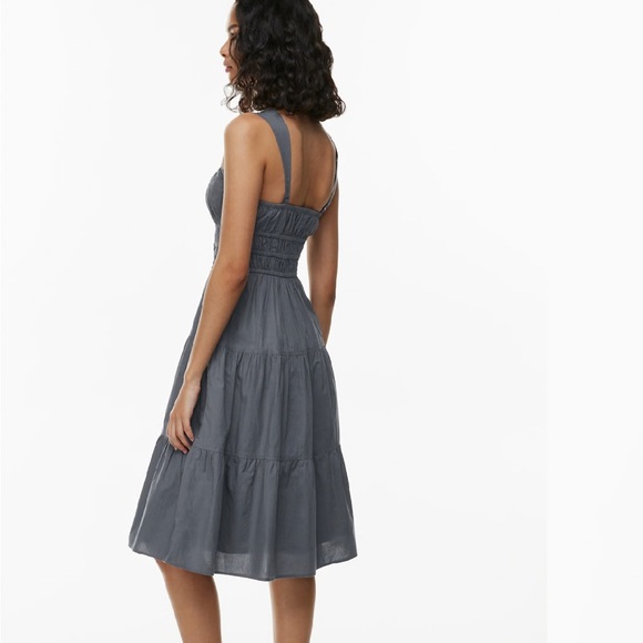 Aritzia Sunday Best Martine Poplin Midi Dress Blue Grey Midi Dress - Picture 2 of 16